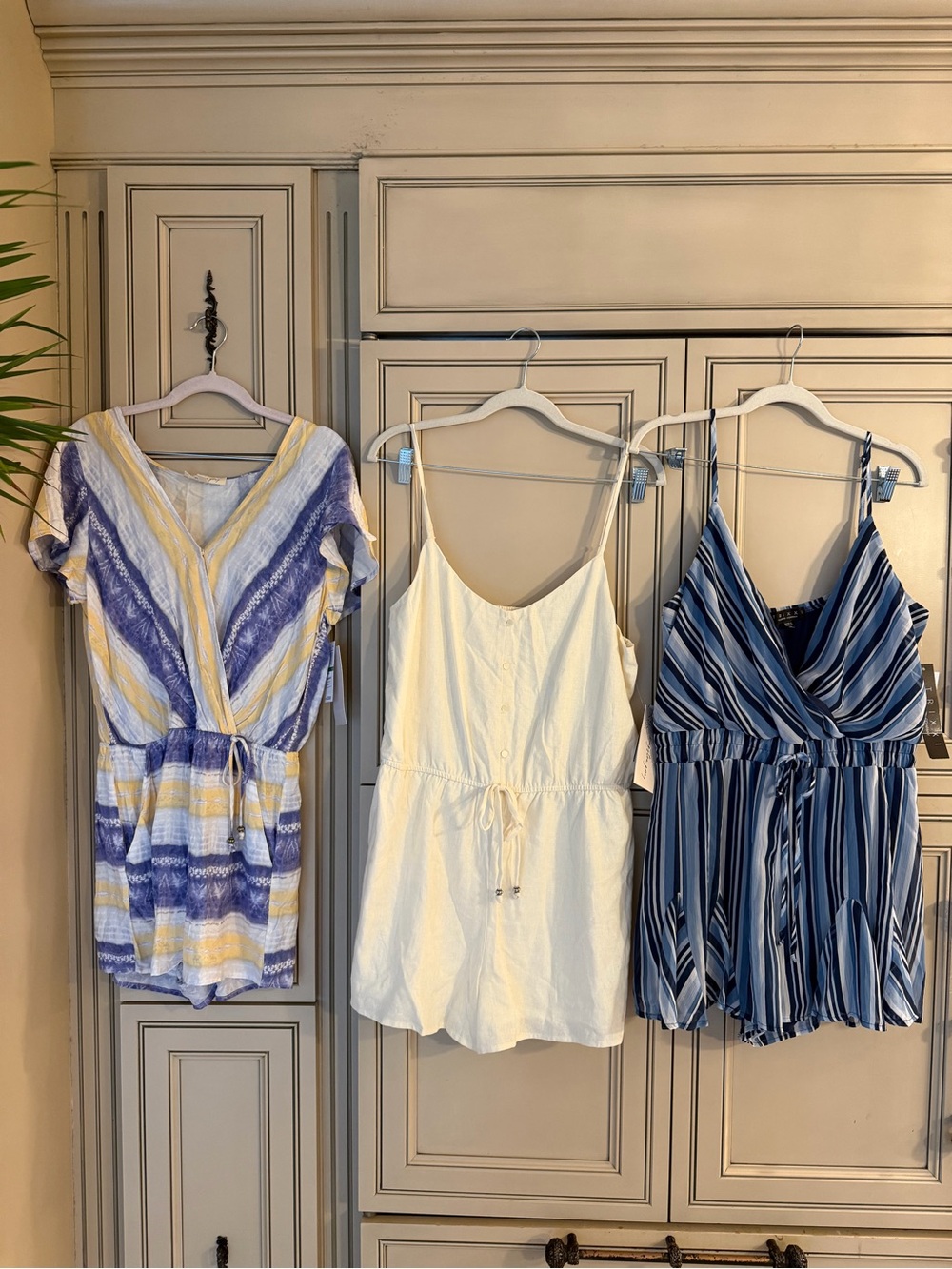 NWT Bundle 3 TRIXXI KINGSTON GREY Sleeveless Drawstring Camisole Romper shorts